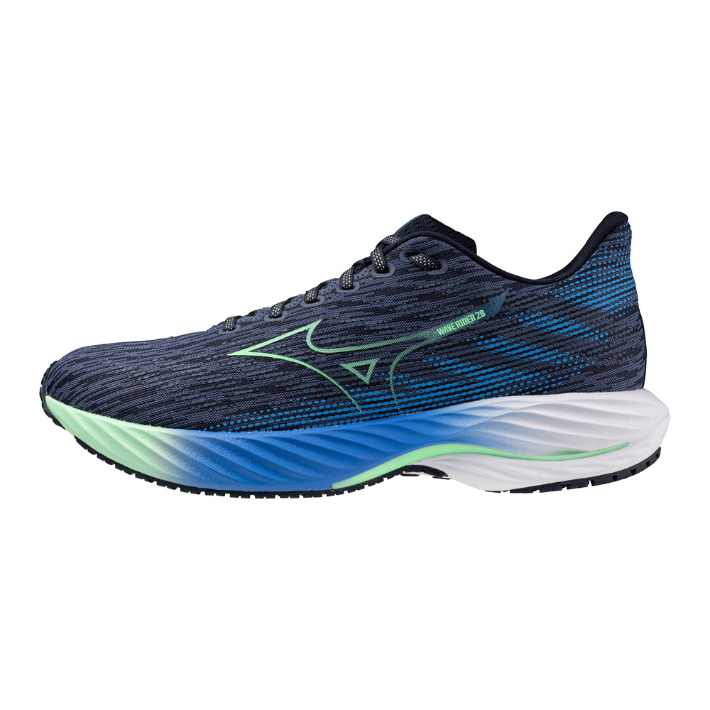 Tenis Mizuno Hombre Wave Rider 28 Vintage Indigo-Neo Mint