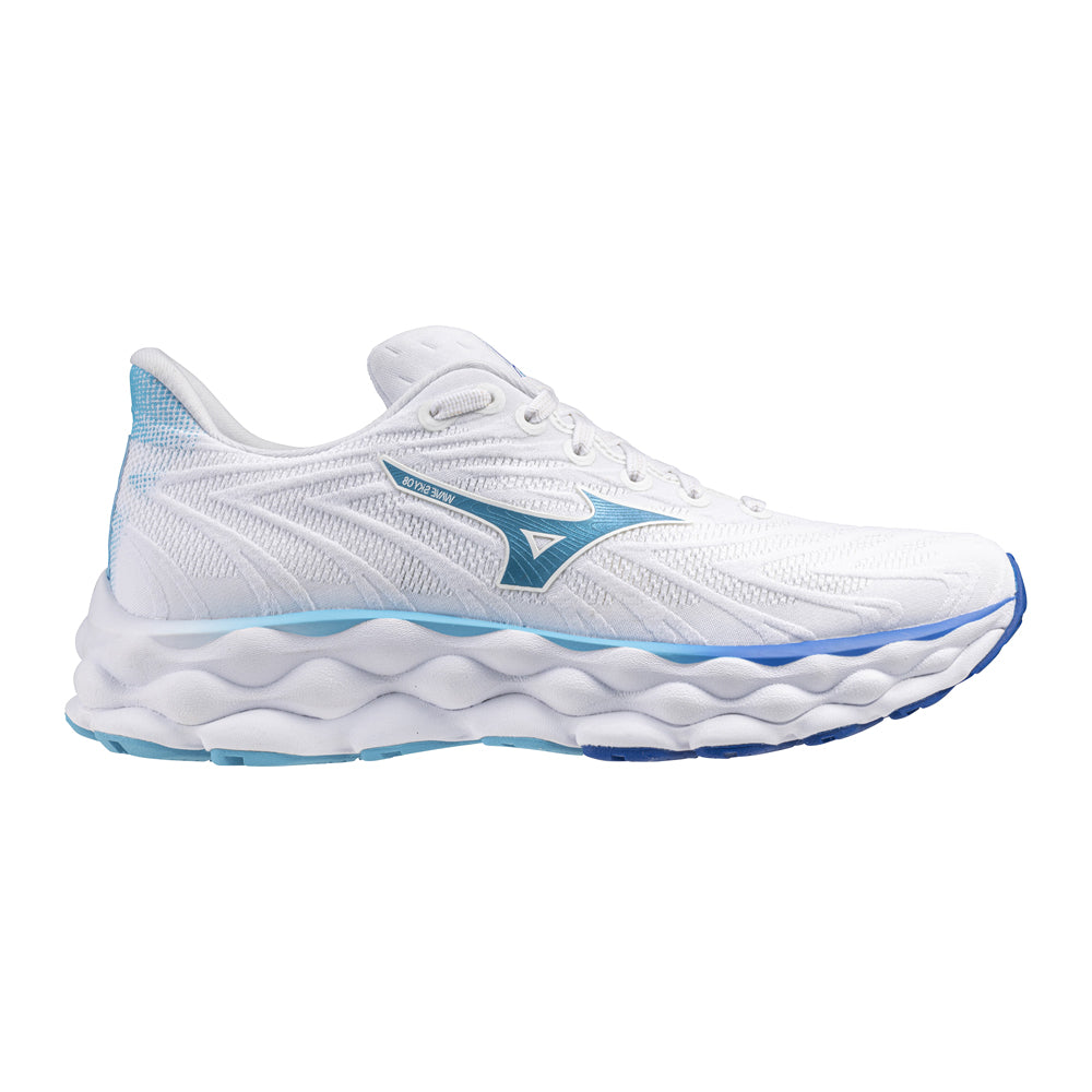 Tenis Mizuno Mujeres Wave Sky 8 White-Mercury Blue