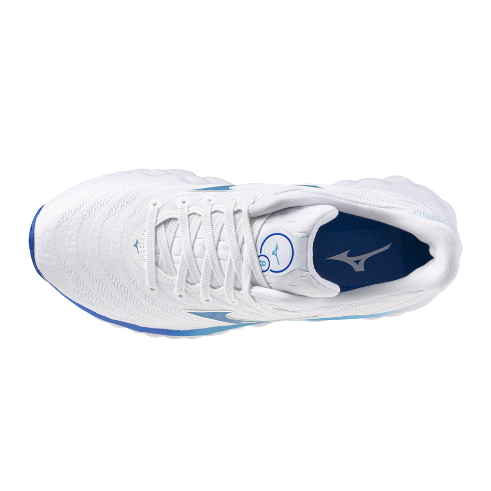 Tenis Mizuno Mujeres Wave Sky 8 White-Mercury Blue