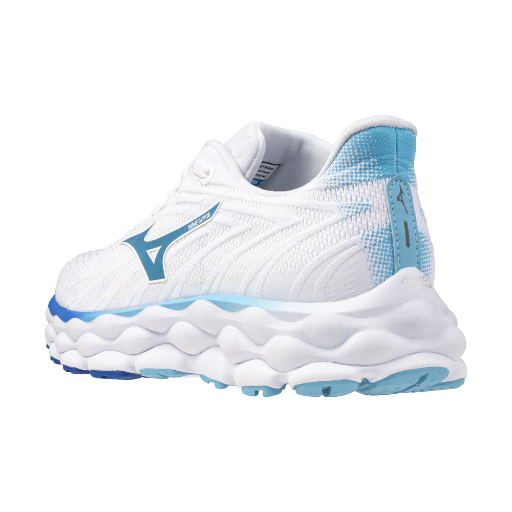 Tenis Mizuno Mujeres Wave Sky 8 White-Mercury Blue