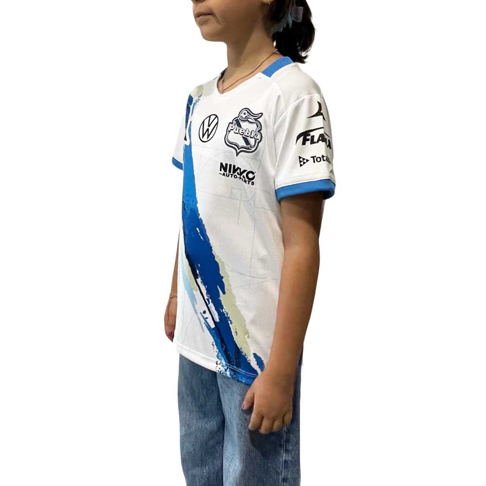 Jersey Pirma Niño Local Puebla 25-26 Blanco-Azul Rey