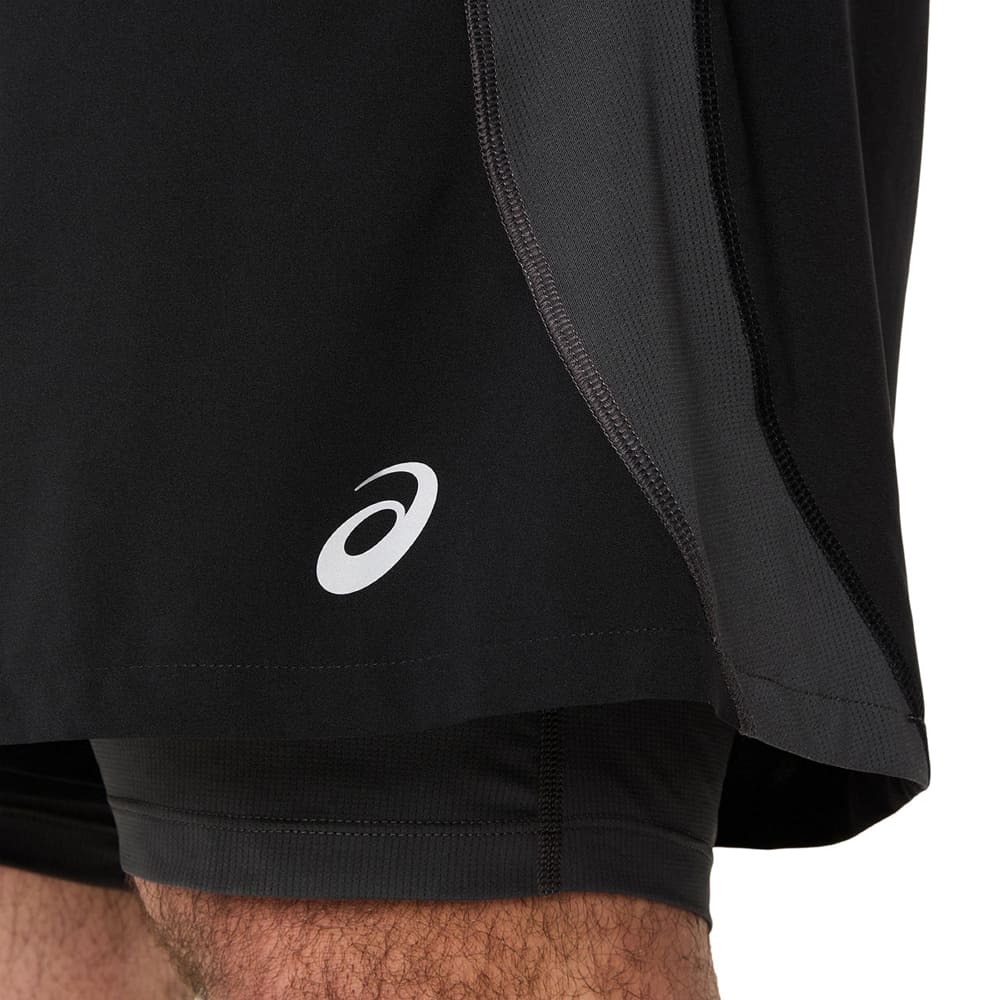 Short 2 en 1 Asisc para Hombre Road 2 in 1 5in Short Negro