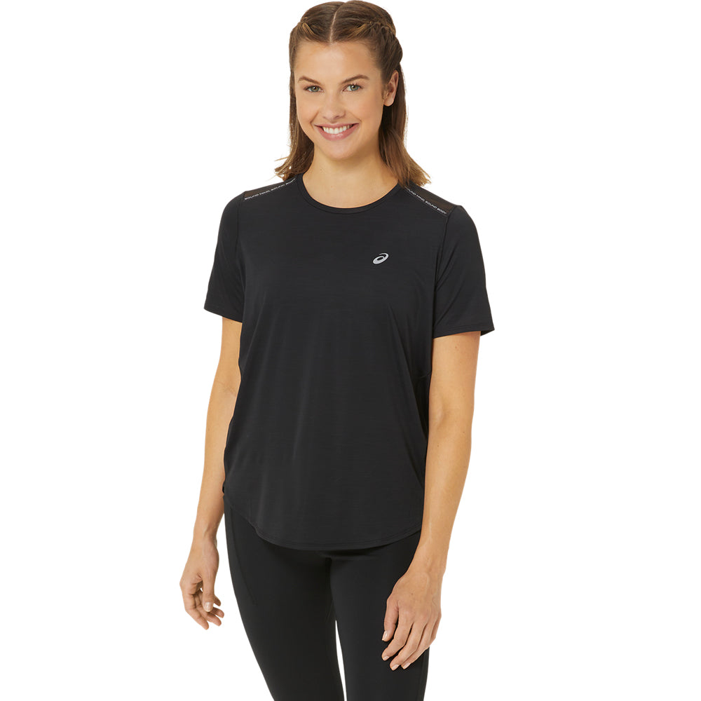 Playera Manga Corta Asics para Mujer Road SS Top Negro