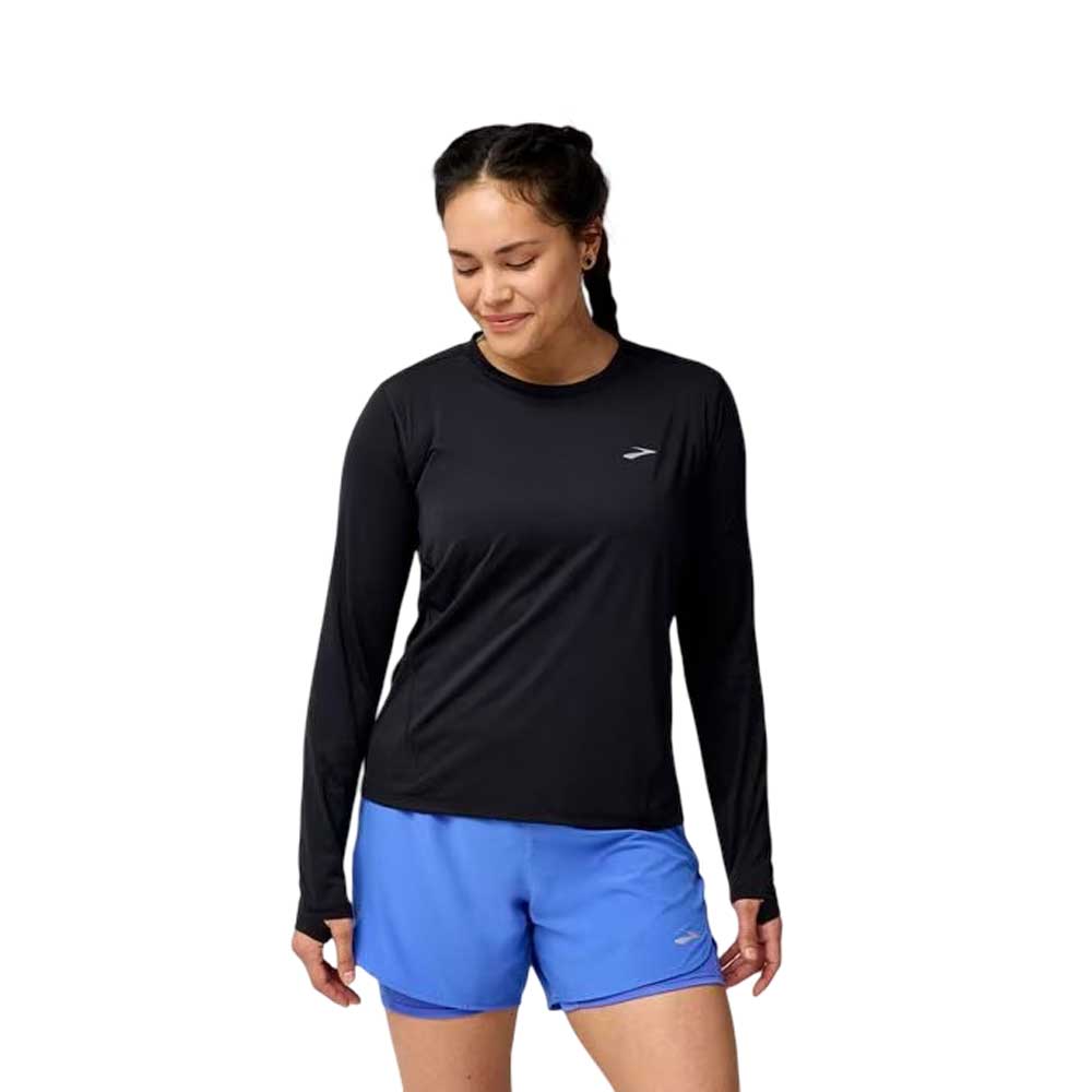 Playera Manga Larga Brooks para Mujer Sprint Free Long Sleeve 3.0 Negro
