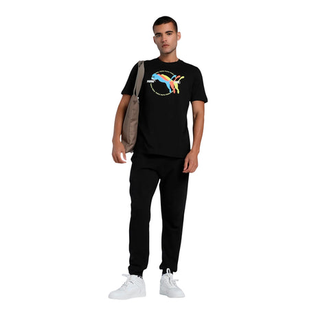 Playera Manga Corta Puma para Hombre Graphics Multiple Cat Logo Tee Negro