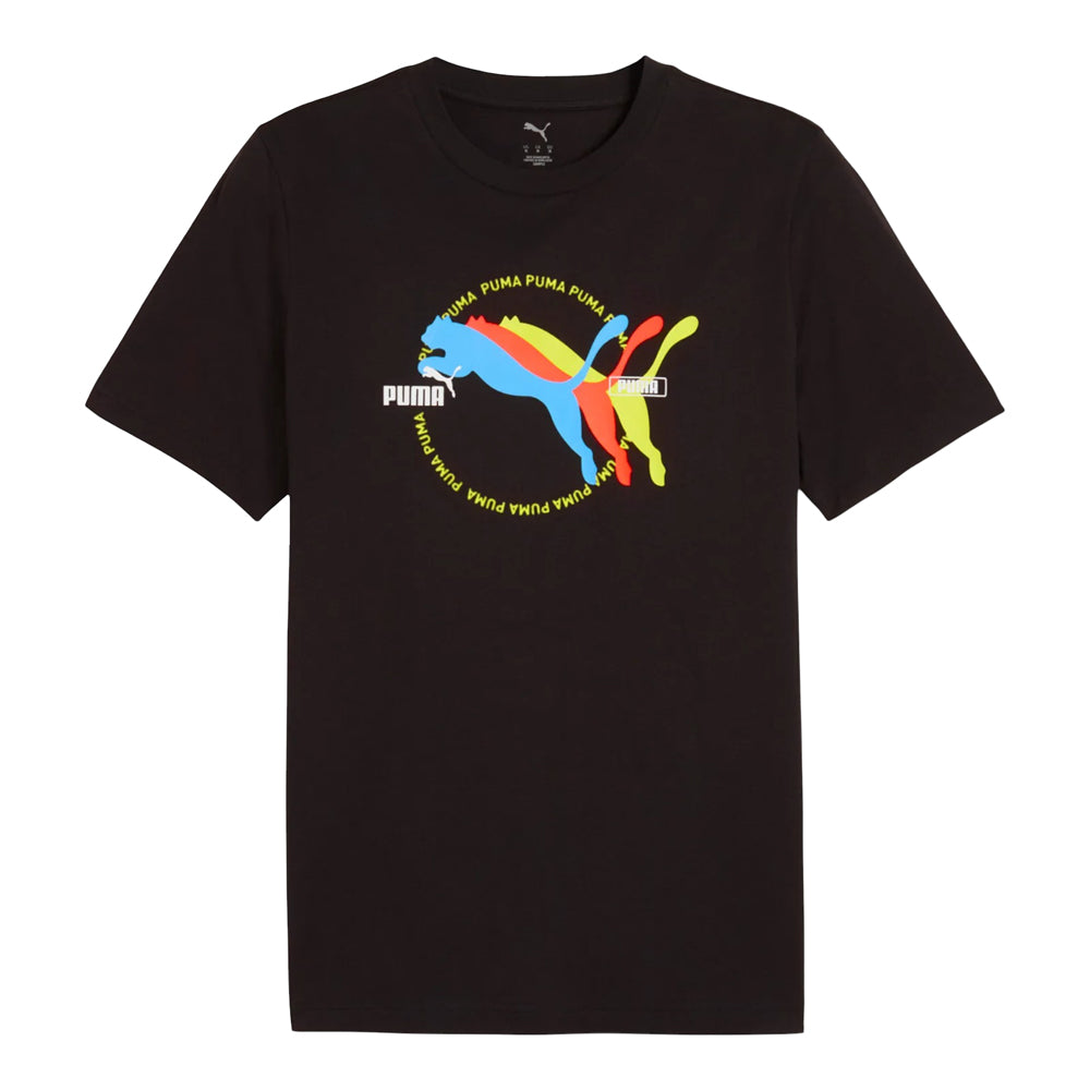 Playera Manga Corta Puma para Hombre Graphics Multiple Cat Logo Tee Negro