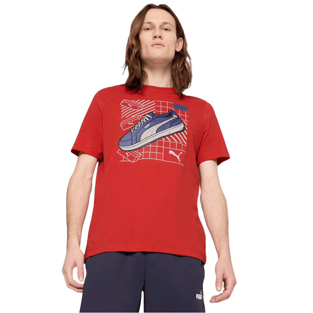 Playera Manga Corta Puma para Hombre Graphics Sneaker Tee Rojo