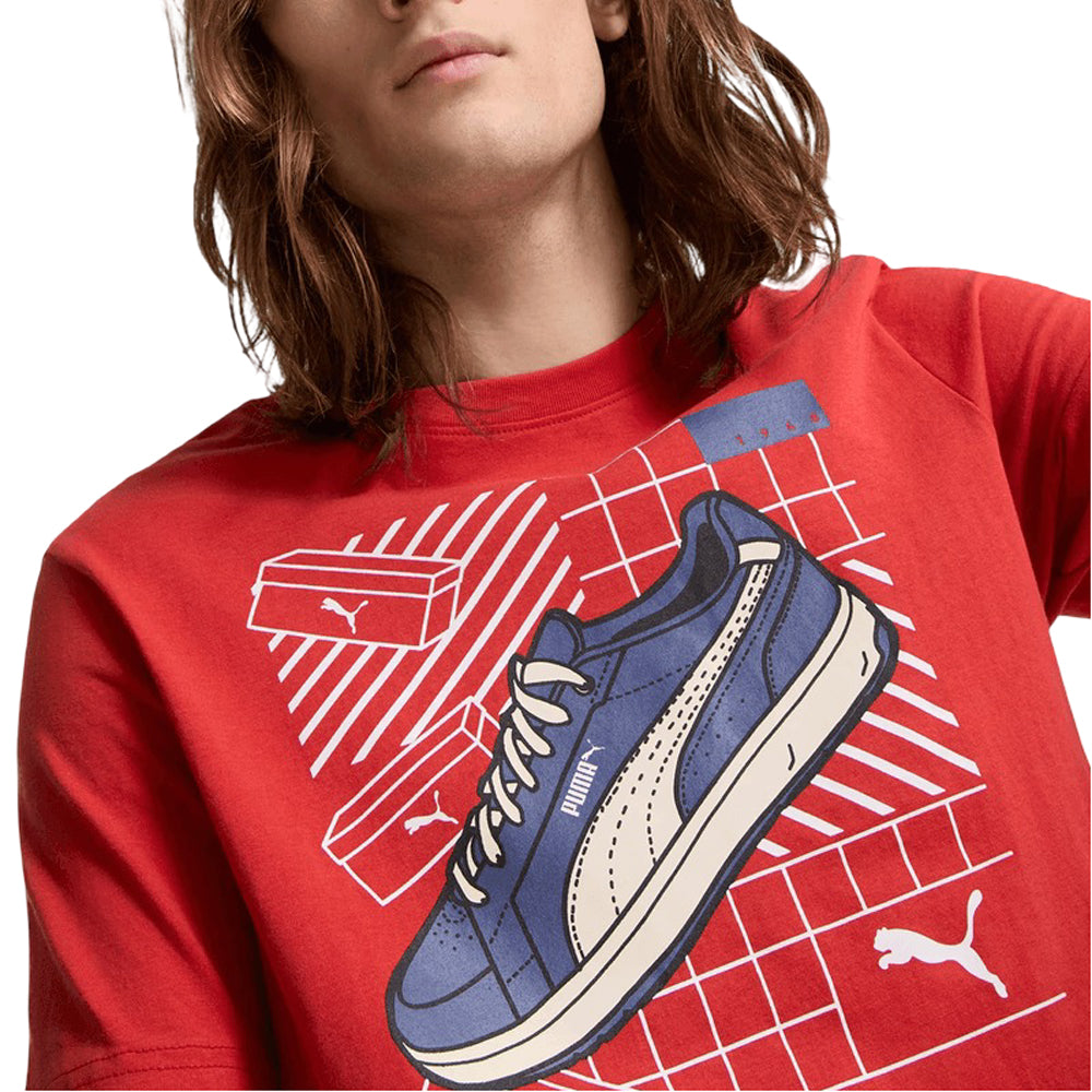 Playera Manga Corta Puma para Hombre Graphics Sneaker Tee Rojo