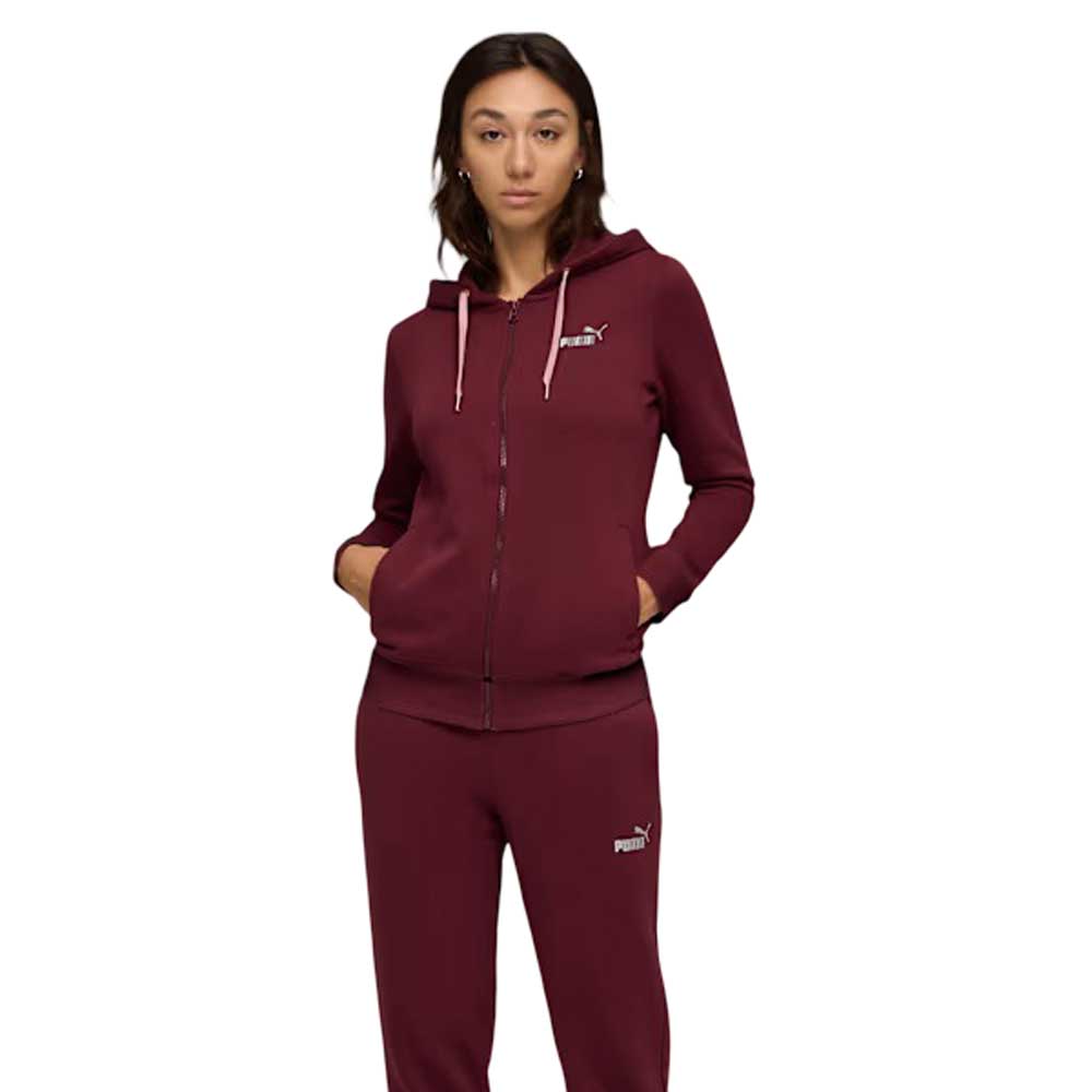 Conjunto Puma para Mujer Metallic Hooded Sweat Suit Fl OP Rojo