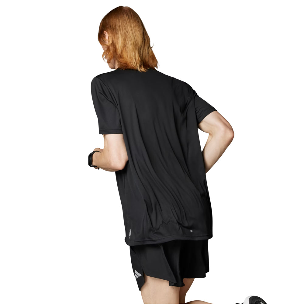 Playera Manga Corta Adias para Hombre Run It Tee Negro