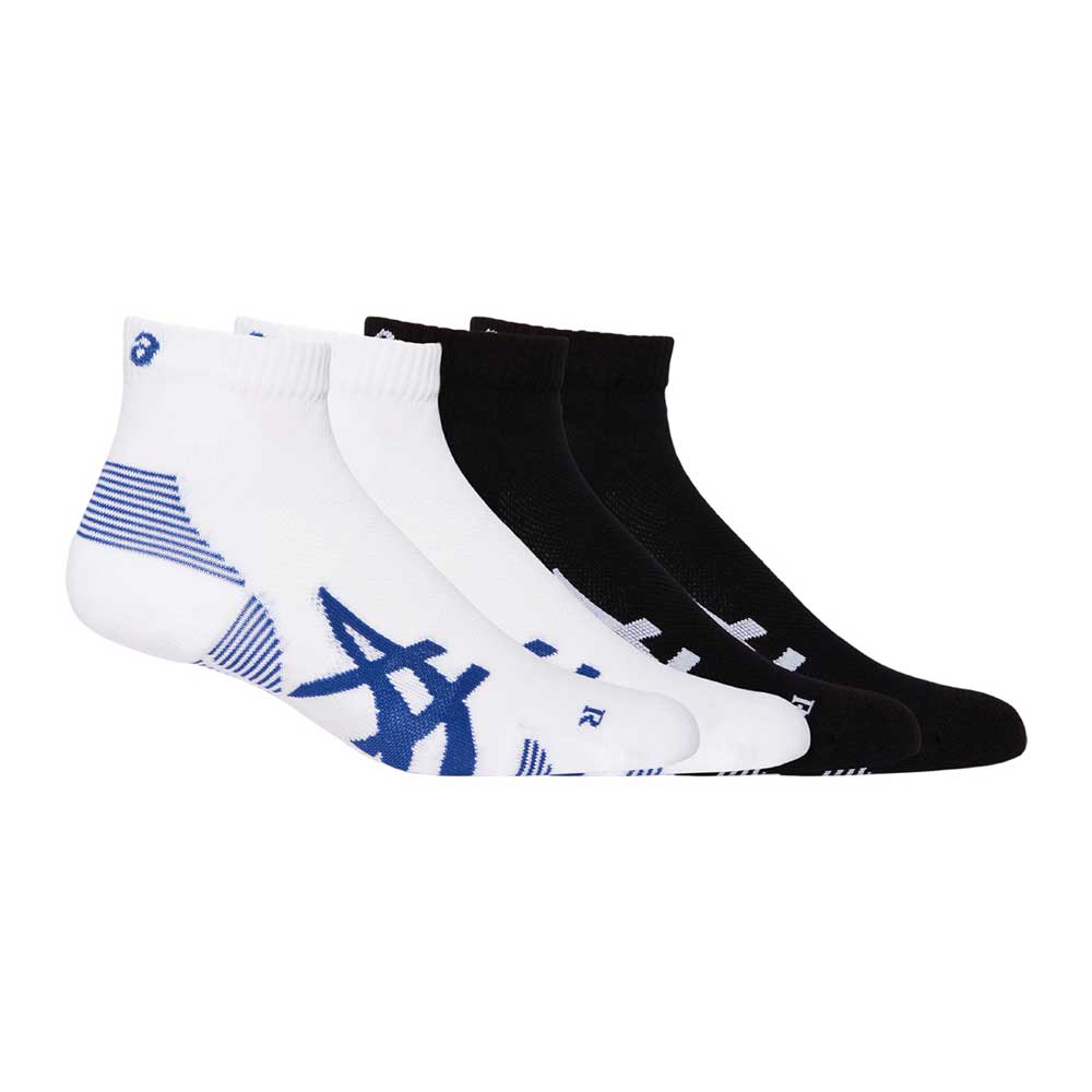 Calcetas Cortas Asics Unisex 2 pack Cushion Run Quarter Socks Negro-Blanco