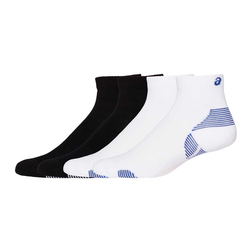 Calcetas Cortas Asics Unisex 2 pack Cushion Run Quarter Socks Negro-Blanco