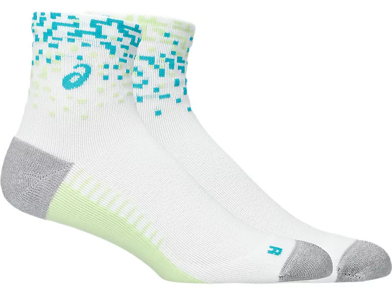Calcetas Largas Asics Unisex Performance Run Sock Quarter Blanco-Aqua