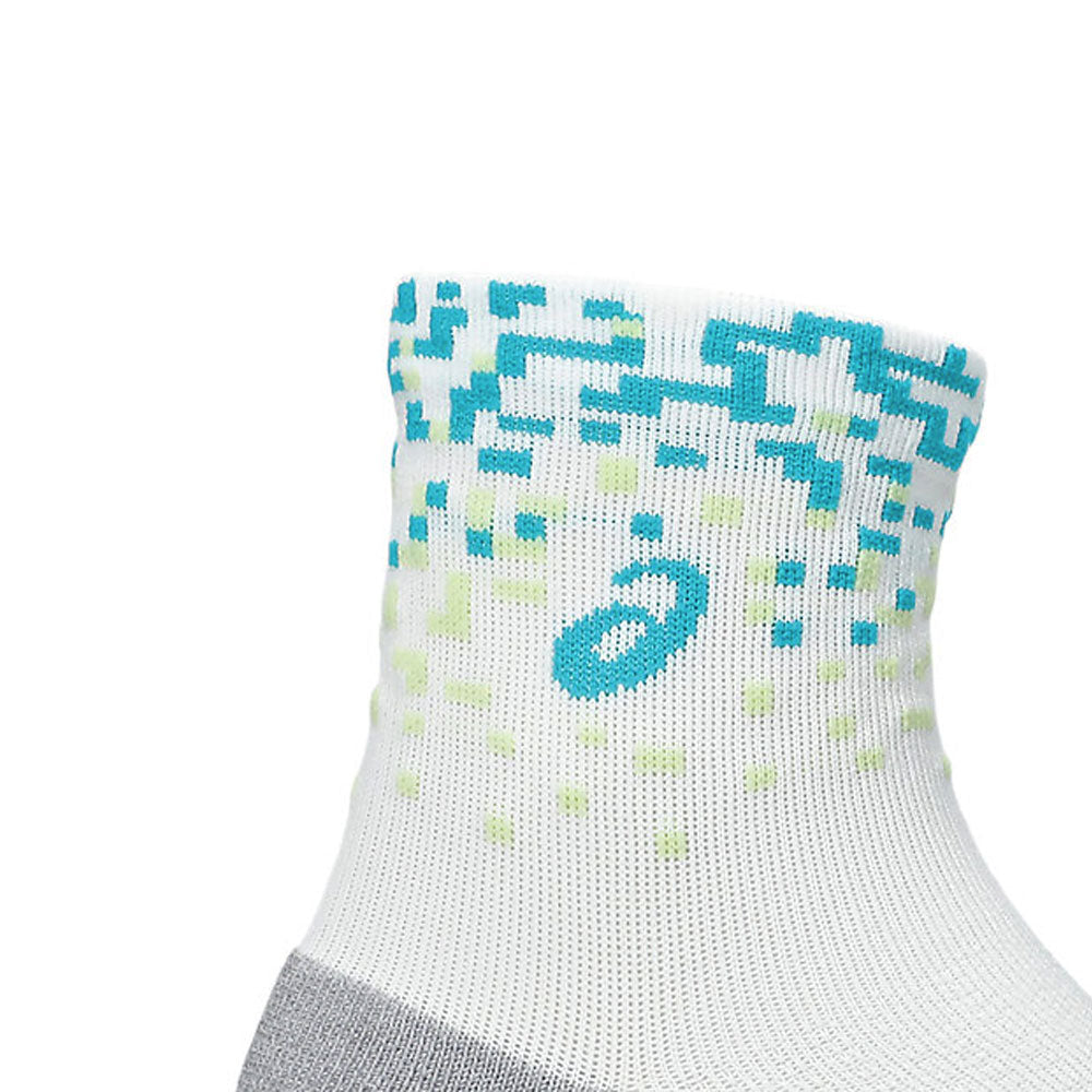 Calcetas Largas Asics Unisex Performance Run Sock Quarter Blanco-Aqua