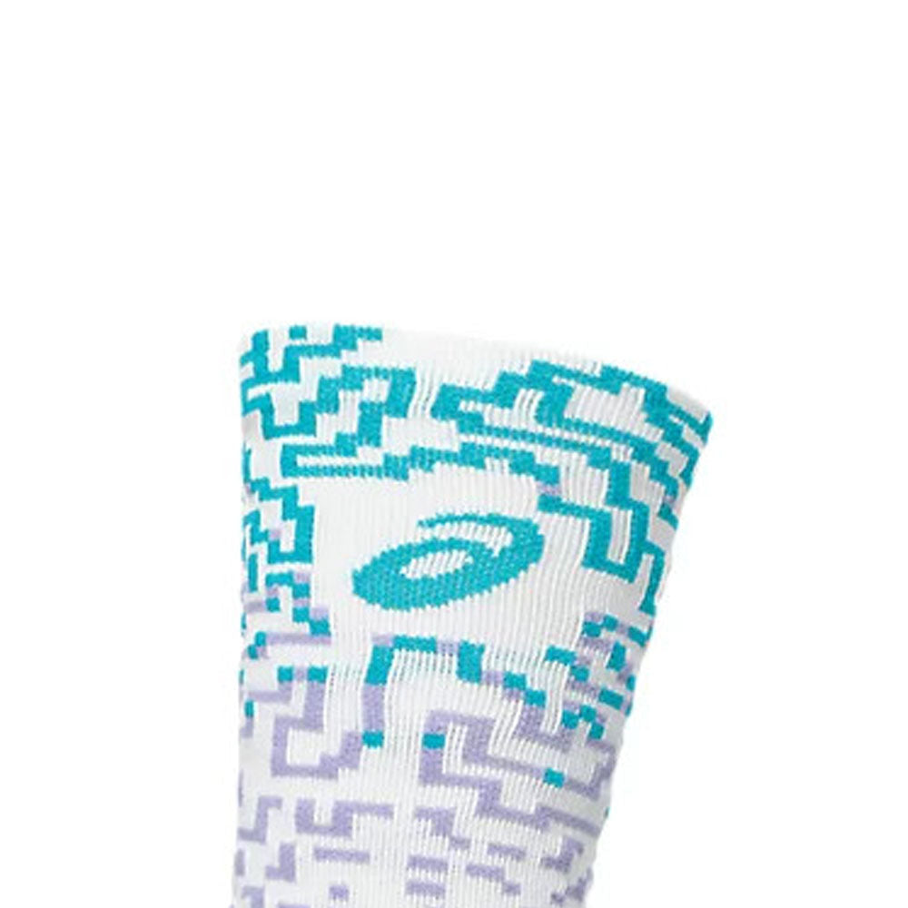 Calcetas Largas Asics Unisex Performance Run Sock Crew Blanco-Aqua