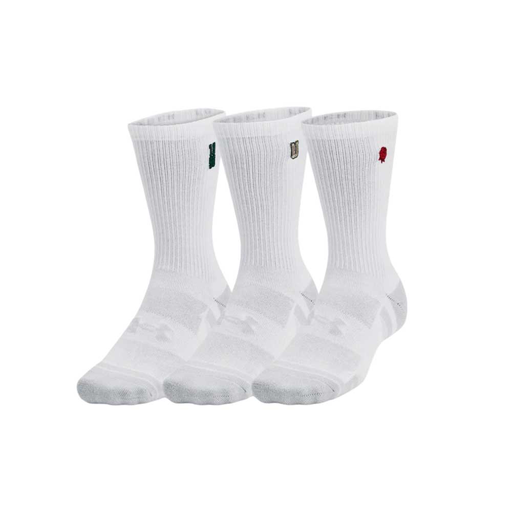 Calcetas Largas Under Armour Unisex Perf Tech Nov 3 pack Crew Blanco
