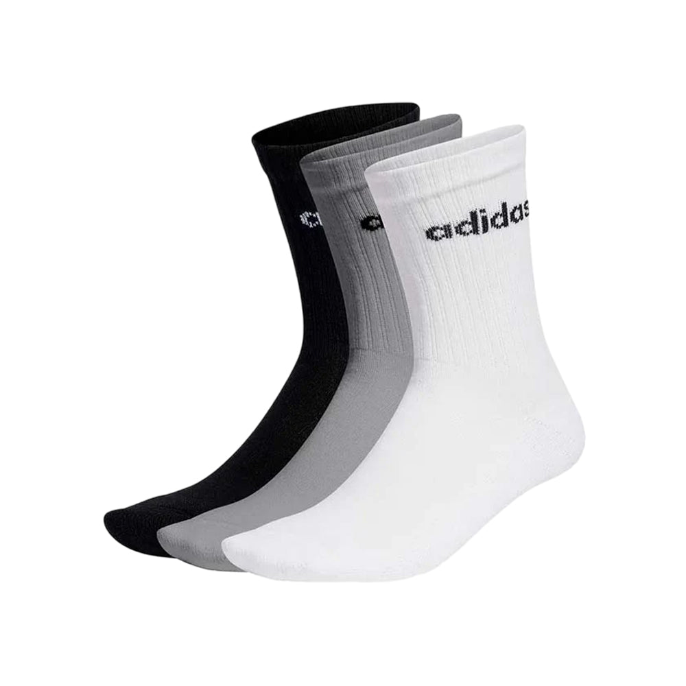Calcetas Largas Adidas Unisex C Lin Crew 3 Pack Gris-Blanco-Negro