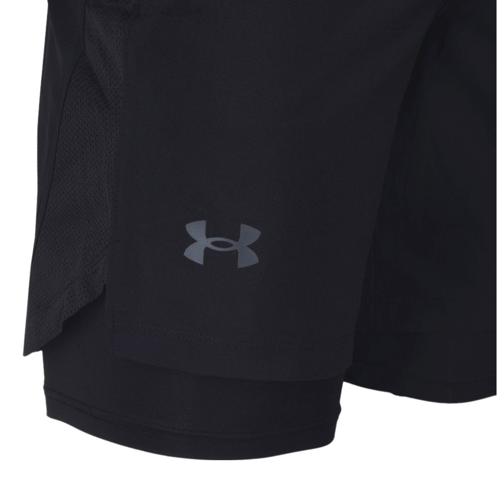 Short 2 en 1 Under Armour para Hombre Launch 7pulgadas 2 in 1 Short Negro
