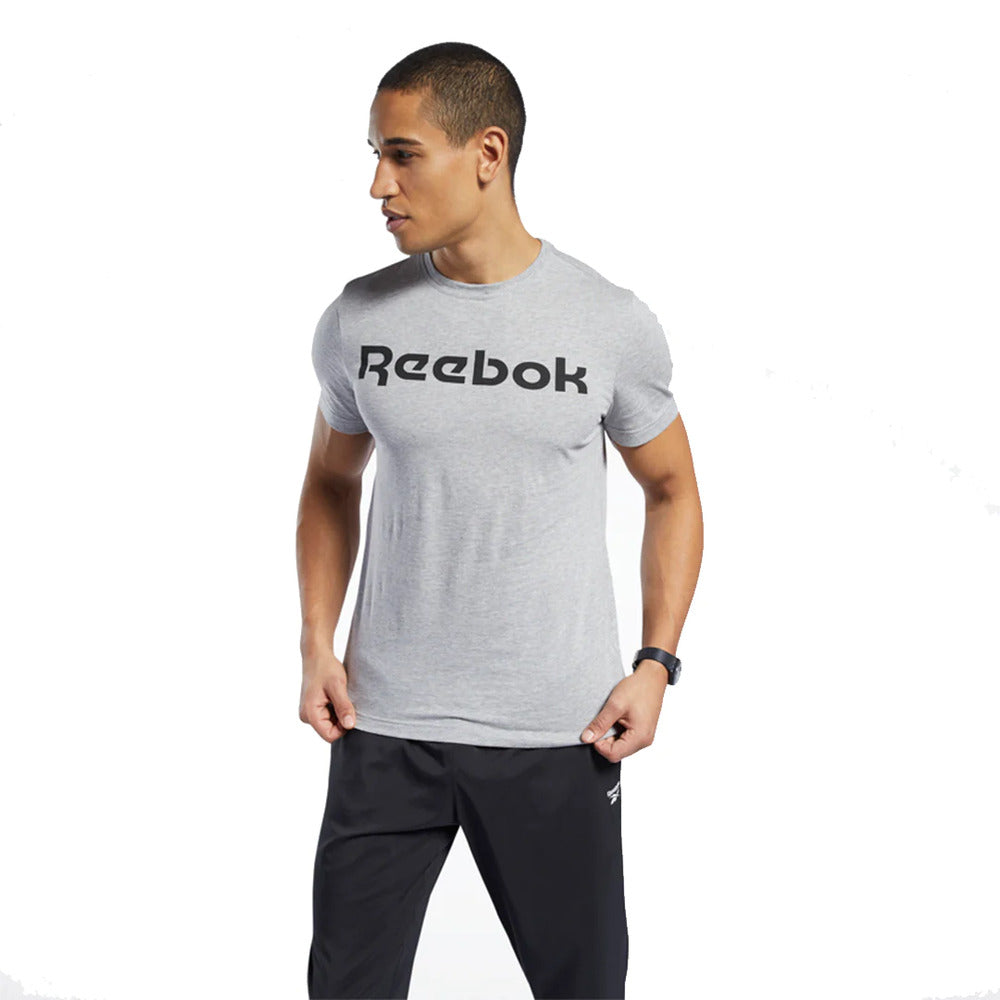 Playera Manga Corta Reebok para Hombre Linear Read T-Shirt Gris