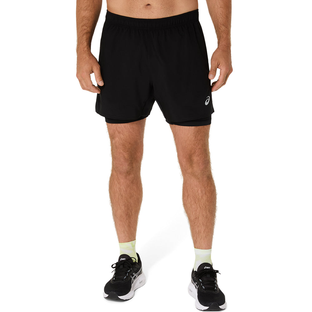 Short 2 en 1 Asics para Hombre Silver 2 in 1 5inches Short Negro