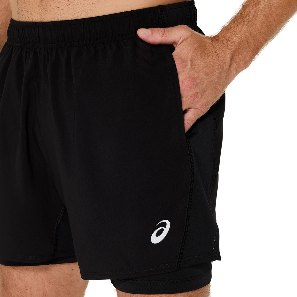 Short 2 en 1 Asics para Hombre Silver 2 in 1 5inches Short Negro