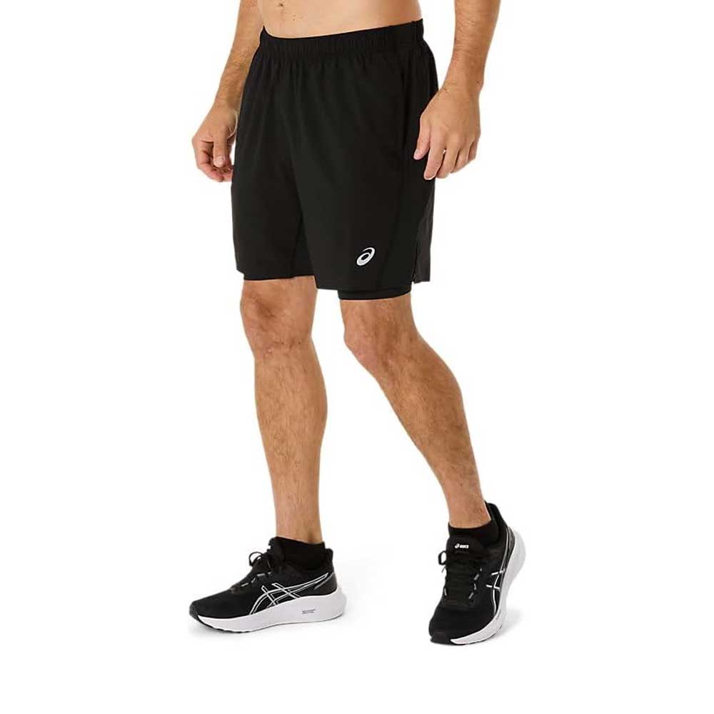 Short 2 en 1 Asics para Hombre Silver 2in1 7 pulgadas Short Negro