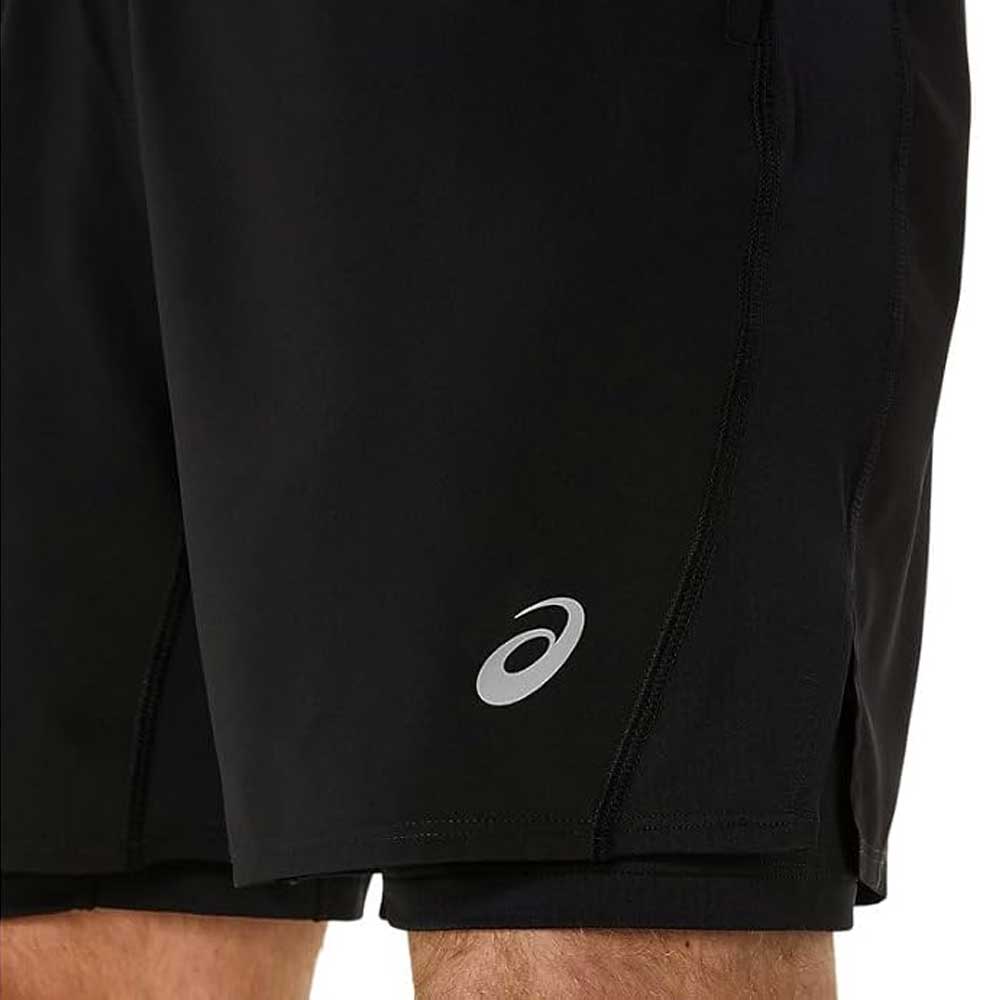 Short 2 en 1 Asics para Hombre Silver 2in1 7 pulgadas Short Negro