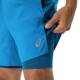 Short 2 en 1 Asics para Hombre Silver 2in1 7 pulgadas Short Azul