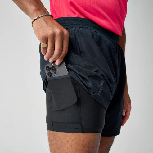 Short 2 en 1 Brooks para Hombre Dash 2-in-1 Short Negro