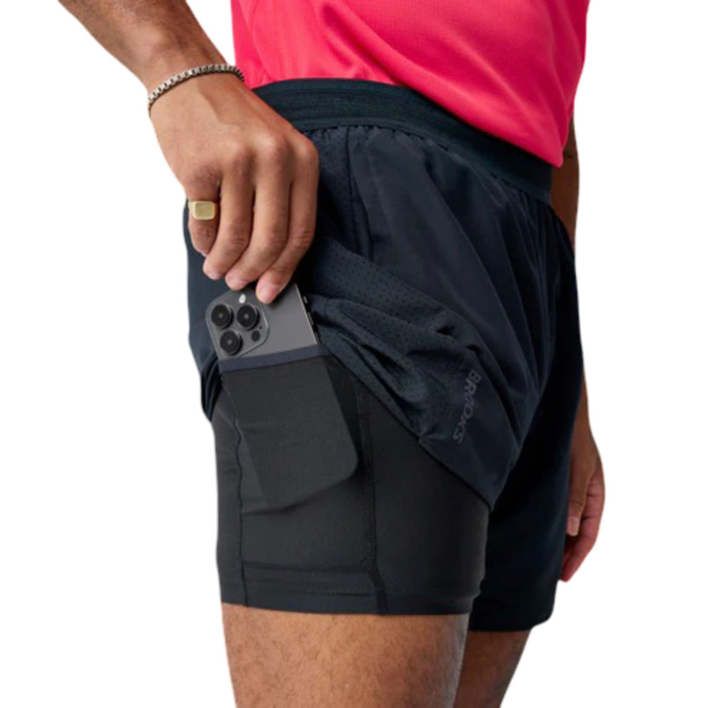Short 2 en 1 Brooks para Hombre Dash 2-in-1 Short Negro