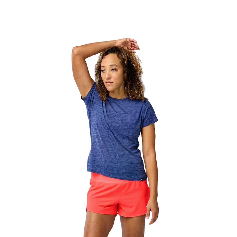 Playera Manga Corta Brooks para Mujer Luxe Short Sleeve Htr Azul