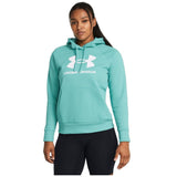 Sudadera con Gorro Under Armour para Mujer Rival Fleece Big Logo Hoodie Turquesa