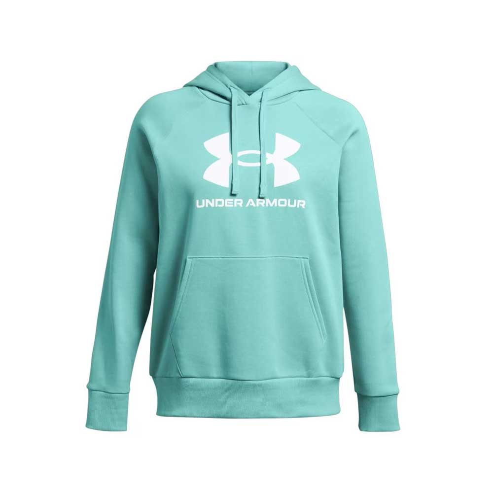 Sudadera con Gorro Under Armour para Mujer Rival Fleece Big Logo Hoodie Turquesa