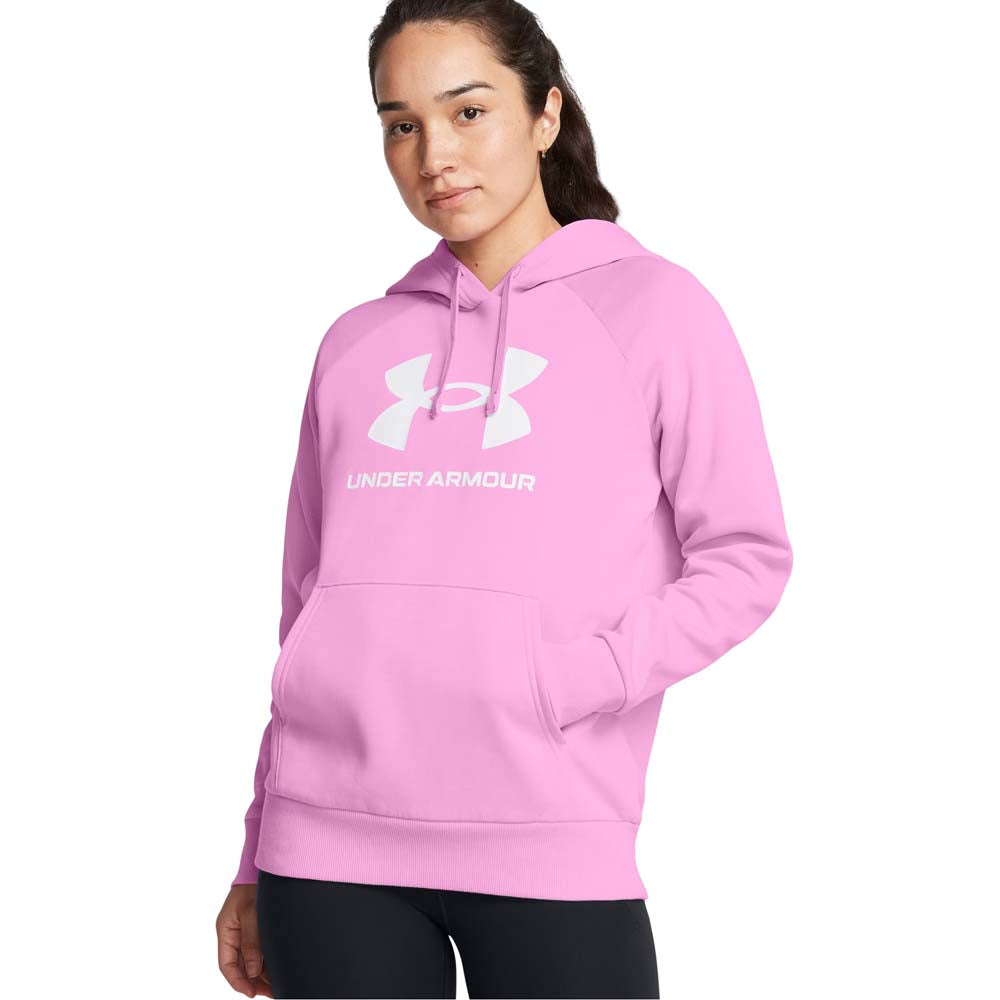 Sudadera Con Gorro Under Armour para Mujer Rival Fleece Big Logo Hoody Rosa