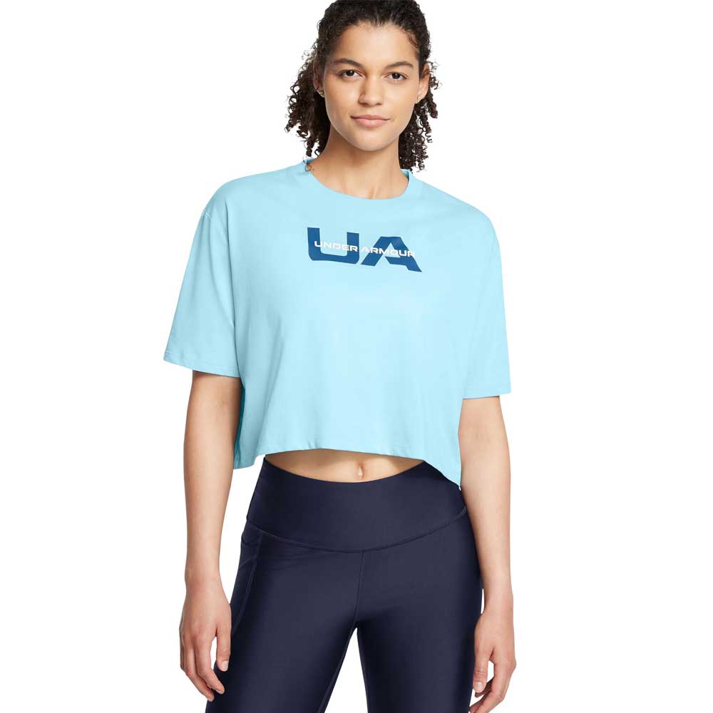 Playera Manga Corta Under Armour para Mujer W Boxy Wordmark MFO Azul