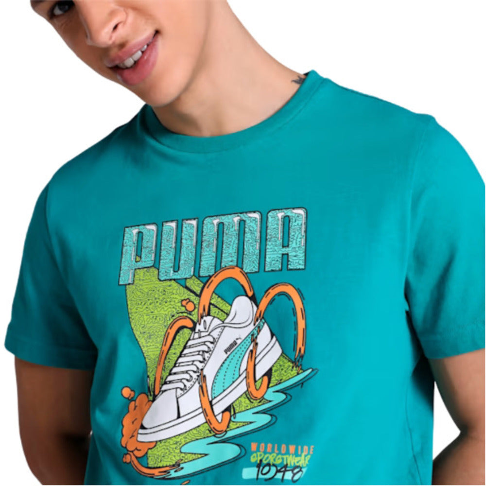 Playera Manga Corta Puma para Hombre Graphic Tee V Verde