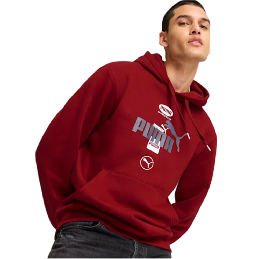 Sudadera con Gorro Puma para Hombre Puma Power Graphic Hoodie Tr Rojo