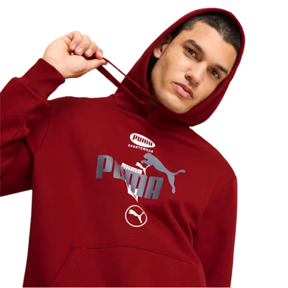 Sudadera con Gorro Puma para Hombre Puma Power Graphic Hoodie Tr Rojo