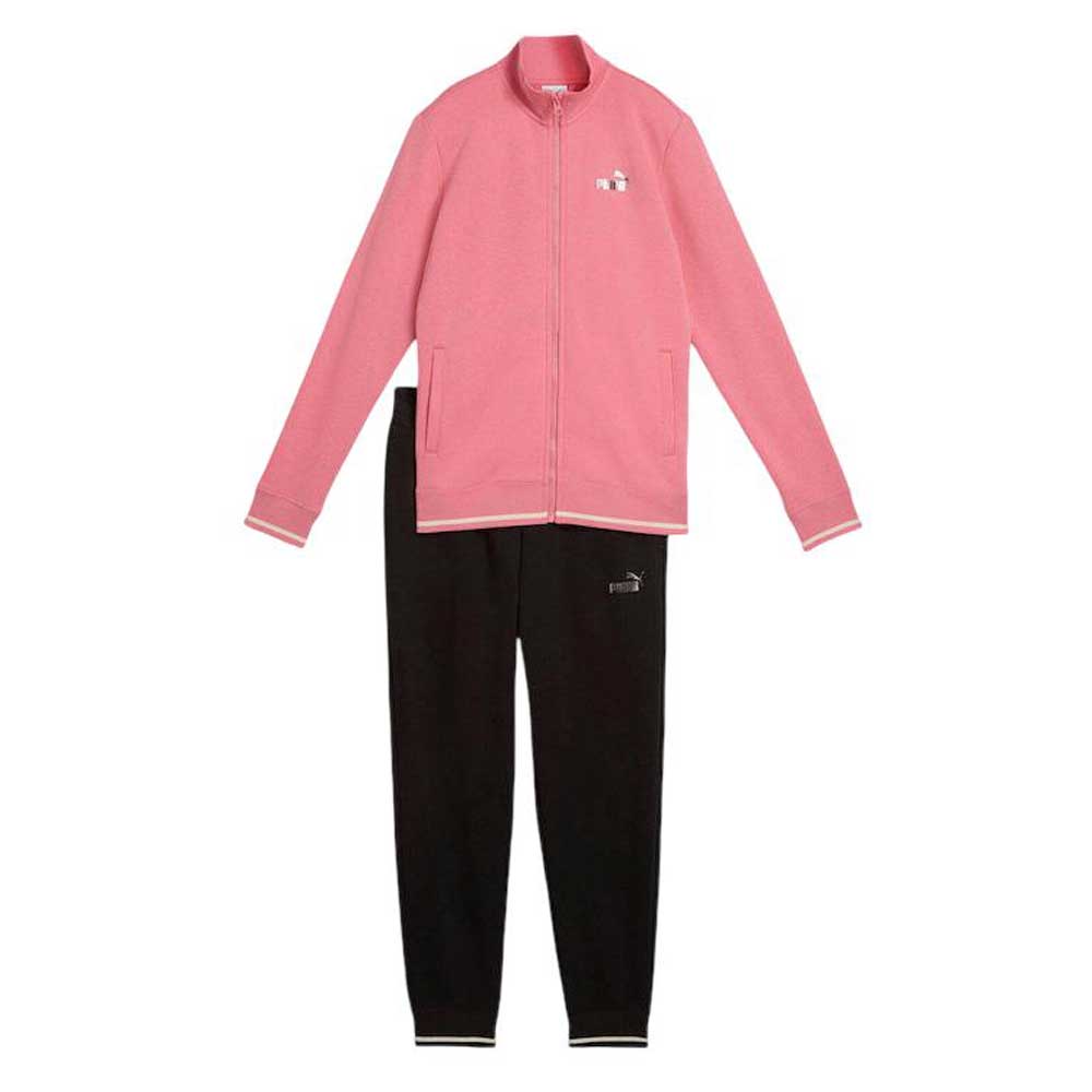 Conjunto Puma para Mujer Metallic Full-Zip Tracksuit Rosa-Negro