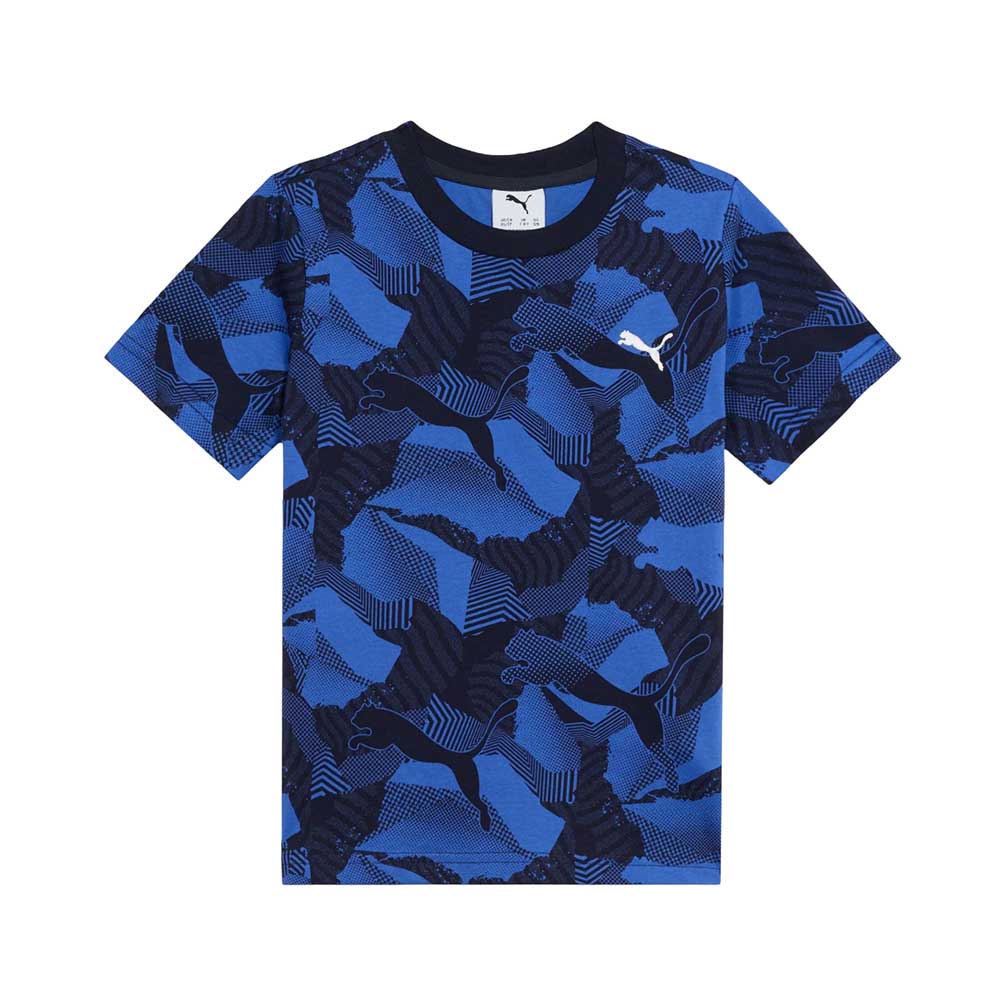 Playera Manga Corta Puma para Hombre Ess Logo Lab Story 2 AOP Tee Azul-Negro