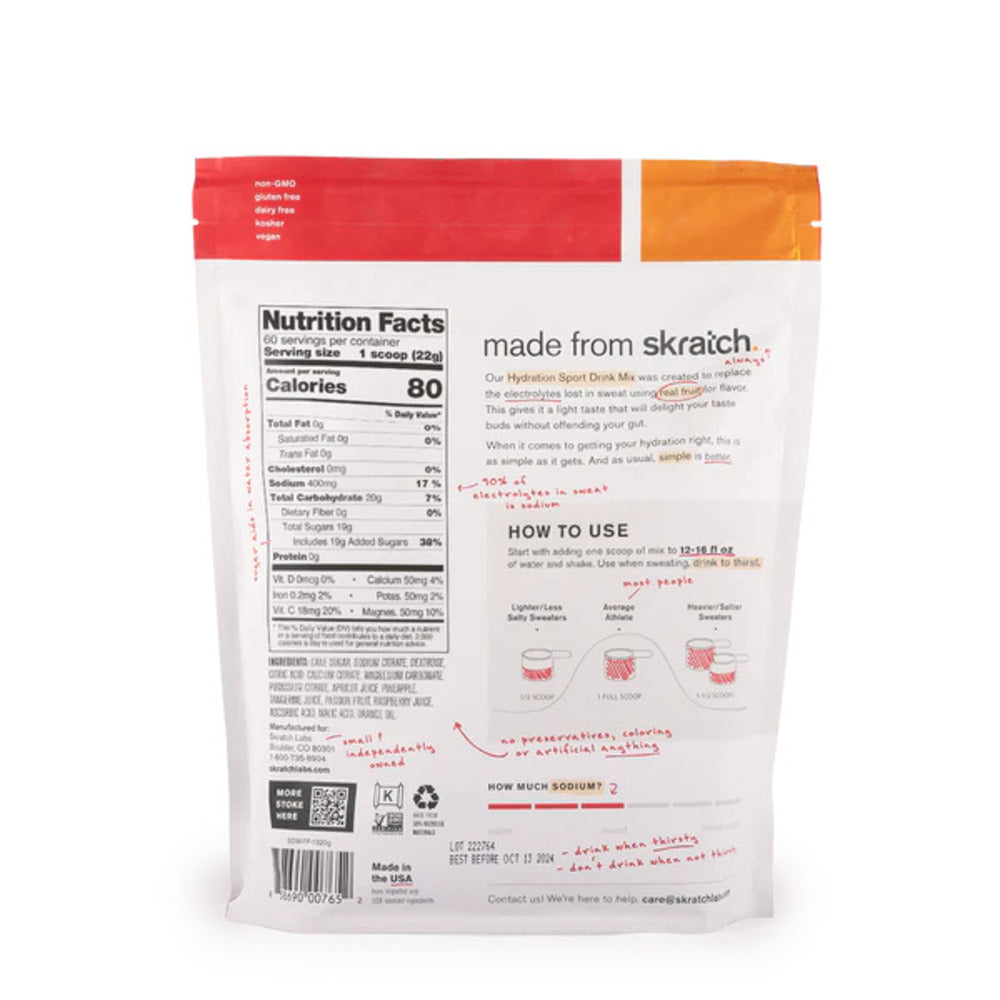 Polvo para preparar bebida Skratch Labs Unisex Hydration Mix Fruit Punch 440 gr