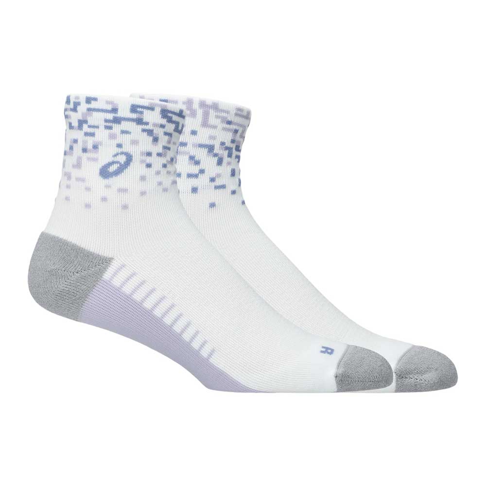 Calcetas Largas Asics Unisex Performance Run Sock Quarter Blanco-Gris