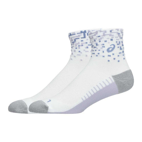 Calcetas Largas Asics Unisex Performance Run Sock Quarter Blanco-Gris