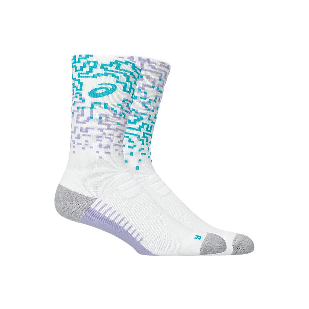 Calcetas Largas Asics Unisex Performance Run Sock Crew Blanco-Aqua
