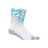 Calcetas Largas Asics Unisex Performance Run Sock Crew Blanco-Aqua