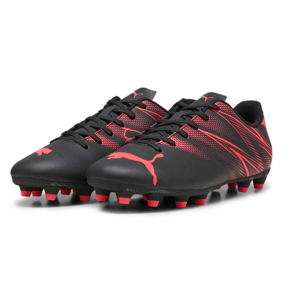 Tacos Puma para Hombre Attacanto FG/AG Negro-Rojo