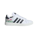 Tenis Adidas Unisex Grand Court Base 2.0 Ie8511 Blanco Negro Flores