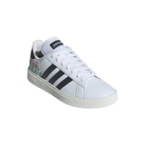 Tenis Adidas Unisex Grand Court Base 2.0 Ie8511 Blanco Negro Flores