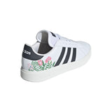 Tenis Adidas Unisex Grand Court Base 2.0 Ie8511 Blanco Negro Flores