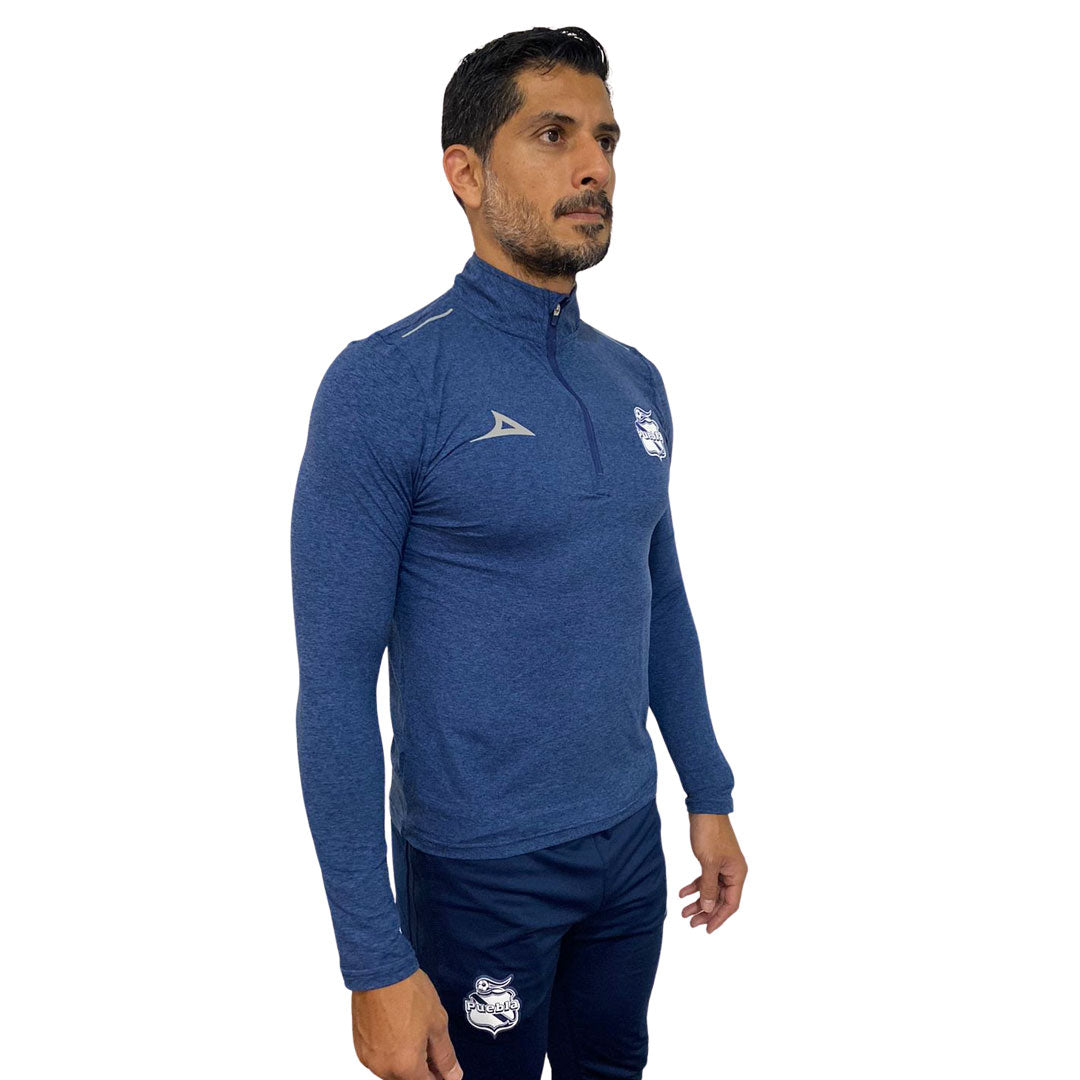 Playera Pirma Hombre Medio Cierre Club Puebla 23-24 Azul